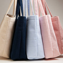 Load image into Gallery viewer, Luxe Terry Irregular Grid Pattern Tote Bag - Beach Bag