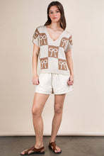 Load image into Gallery viewer, 12W3370N-Bow Grapic Knit Summer Sweater Top