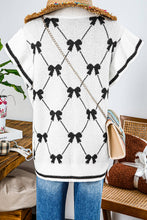 Load image into Gallery viewer, Fashion-W Preppy Vibes Bow Print Zipped Collar Sweater Tee