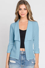 Load image into Gallery viewer, Casual Work Ruched 3/4 Sleeve Open Front Blazer