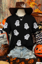 Load image into Gallery viewer, Fall Glitter Ghost Graphic Crew Neck Halloween T Shirt