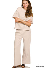 Load image into Gallery viewer, Ribbed Round Neck Tee And Pants Set