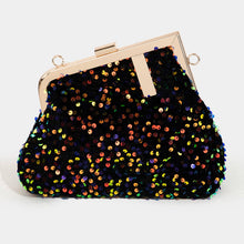Load image into Gallery viewer, Abstract Metallic Frame Sequin Hand Bag
