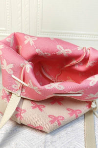 Coquette Bowknot Ribbon Pattern Crossbody Bucket Bag