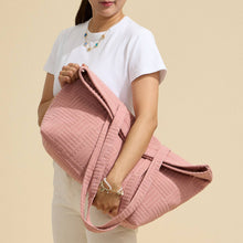 Load image into Gallery viewer, Luxe Terry Irregular Grid Pattern Tote Bag - Beach Bag