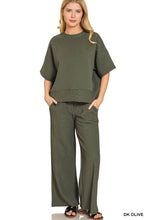 Load image into Gallery viewer, Ribbed Round Neck Tee And Pants Set
