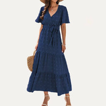 Load image into Gallery viewer, Powerful Women Flowly Swiss Dot Short Sleeve Maxi Dress