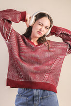 Load image into Gallery viewer, 12W3376N-Oversized Two Tone Knit Casual Sweater Top
