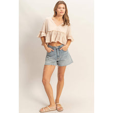 Load image into Gallery viewer, V-Neck Ruffle Hem Top