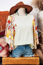 Load image into Gallery viewer, Fashion-W Floral Patchwork Half Batwing Sleeve Blouse