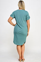 Load image into Gallery viewer, Plus Size Smocked V-neck Shirt Tail Dress PL2463P-D