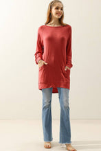 Load image into Gallery viewer, CWTTL1491-P_PLUS SIZED R NECK LONG SLEEVE SLUB LONG KNIT TOP