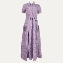 Load image into Gallery viewer, Classic Striped Print Collared Neck Short Sleeve Maxi Dress