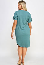 Load image into Gallery viewer, Plus Size Smocked V-neck Shirt Tail Dress PL2463P-D