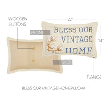 Load image into Gallery viewer, Ashmont Bless Our Vintage Home Pillow 14x22