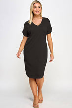 Load image into Gallery viewer, Plus Size Smocked V-neck Shirt Tail Dress PL2463P-D