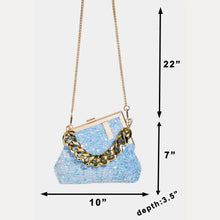 Load image into Gallery viewer, Abstract Metallic Frame Sequin Hand Bag