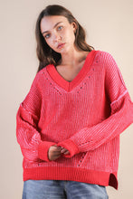Load image into Gallery viewer, 12W3376N-Oversized Two Tone Knit Casual Sweater Top