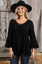Load image into Gallery viewer, CWTTL1401-P_3/4 SLEEVE WITH NECK STRING DETAILED TOP