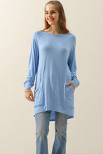 Load image into Gallery viewer, CWTTL1491-P_PLUS SIZED R NECK LONG SLEEVE SLUB LONG KNIT TOP