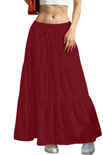 Load image into Gallery viewer, CWBLS0558 _SOLID COLOR STITCHING ELASTIC WAIST MAXI SKIRT