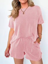 Load image into Gallery viewer, Striped Round Neck Top And Shorts Two-Piece Set