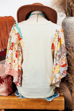 Load image into Gallery viewer, Fashion-W Floral Patchwork Half Batwing Sleeve Blouse