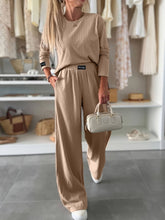 Load image into Gallery viewer, Ribbed T-Shirt &amp; Drape Straight-Leg Pants Set