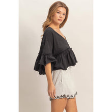 Load image into Gallery viewer, V-Neck Ruffle Hem Top