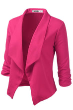 Load image into Gallery viewer, CWOBL091_Casual Work Ruched 3/4 Slv Open Front Blazer Jacket