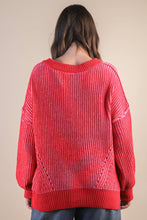 Load image into Gallery viewer, 12W3376N-Oversized Two Tone Knit Casual Sweater Top