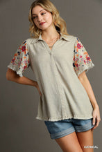 Load image into Gallery viewer, Linen Collared Button Down Shirt With Fray Details