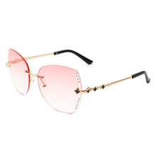 Load image into Gallery viewer, Oversize Rimless Butterfly Rhinestone Fashion Sunglasses