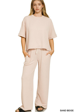Load image into Gallery viewer, ..0903 Raised Rib Short Sleeve Tee &amp; Pants Set SI-28709