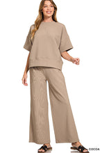 Load image into Gallery viewer, Ribbed Round Neck Tee And Pants Set