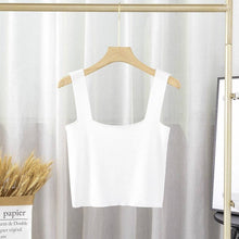 Load image into Gallery viewer, Solid Square Neck Sleeveless Knit Crop Top