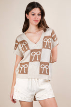 Load image into Gallery viewer, 12W3370N-Bow Grapic Knit Summer Sweater Top