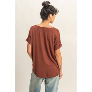 DZ22A998-V-Neck Oversized Top