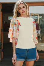 Load image into Gallery viewer, Fashion-W Floral Patchwork Half Batwing Sleeve Blouse