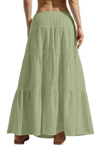 Load image into Gallery viewer, CWBLS0558 _SOLID COLOR STITCHING ELASTIC WAIST MAXI SKIRT