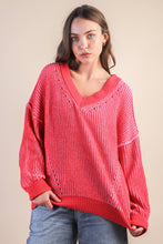 Load image into Gallery viewer, 12W3376N-Oversized Two Tone Knit Casual Sweater Top