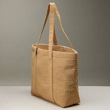 Load image into Gallery viewer, Luxe Terry Irregular Grid Pattern Tote Bag - Beach Bag