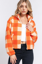 Load image into Gallery viewer, Plaid Faux Fur Jacket W/ Side Pockets