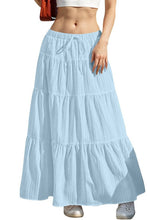 Load image into Gallery viewer, CWBLS0558 _SOLID COLOR STITCHING ELASTIC WAIST MAXI SKIRT