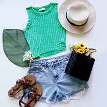 Load image into Gallery viewer, `.Ribbed Sleeveless Crop Tank Top