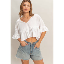 Load image into Gallery viewer, V-Neck Ruffle Hem Top