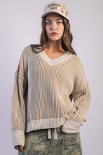 Load image into Gallery viewer, 12W3376N-Oversized Two Tone Knit Casual Sweater Top