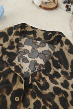 Load image into Gallery viewer, CWSPJ0073_LEOPARD PRINT LONG SLEEVE SHIRT SHORTS PAJAMAS SET