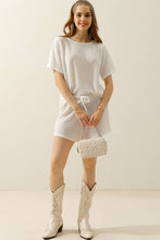 Load image into Gallery viewer, CWSTB274_SOLID WAFFLE KNIT TEE TOP &amp; DRAWSTRING WAIST SHORTS