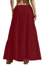 Load image into Gallery viewer, CWBLS0558 _SOLID COLOR STITCHING ELASTIC WAIST MAXI SKIRT